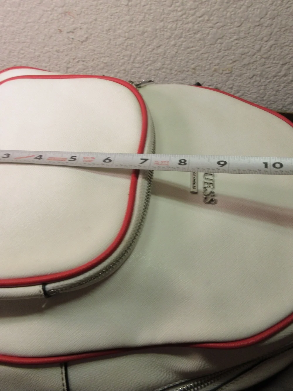 GUESS White Backpack with Red Trim